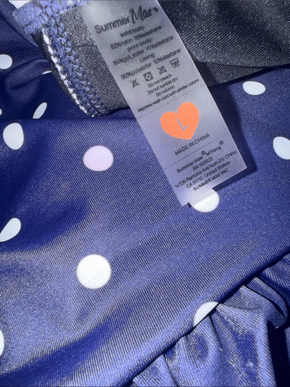 Navy Halter Sweetheart Polka Dot Sexy Swimdress - Picture 5 of 5
